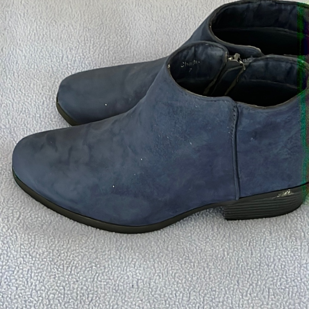 Blue vegan suede booties.  Like new.